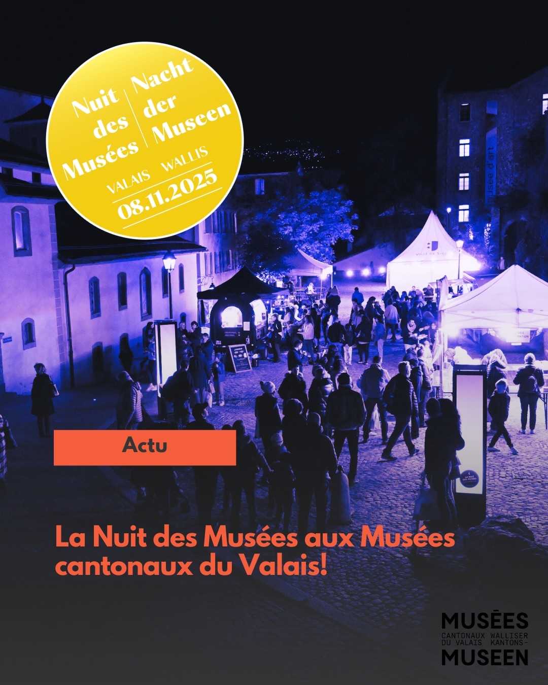 Nuit des Musées – Valais Samedi 8 novembre prochain aura lieu les 20 ans de la Nuit des Musées Valais! Les Musées cantonaux du Valais vous invitent à vivre une nuit pas comme les autres au cœur de la vieille ville de Sion. Pour les tous petits, les grands-parents et les amoureux; entre amis, en solo ou en famille! Il y en a pour tous les goûts! La nature, l'art et l'histoire vous attendent dans les Musées cantonaux du Valais. Venez écouter, fabriquer, échanger, grignoter et boire un vin chaud… La Nuit est à vous, bienvenue chez nous ! Programme complet sur : https://ndmvs.ch/ #museescantonauxduvalais #museedelanatureduvalais #museedartduvalais #museedhistoireduvalais